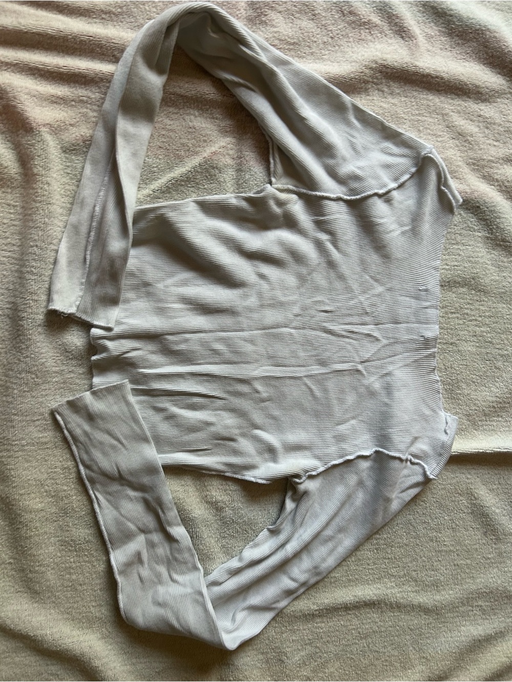 Brandy Melville Off-White Long Sleeve Ribbed Top